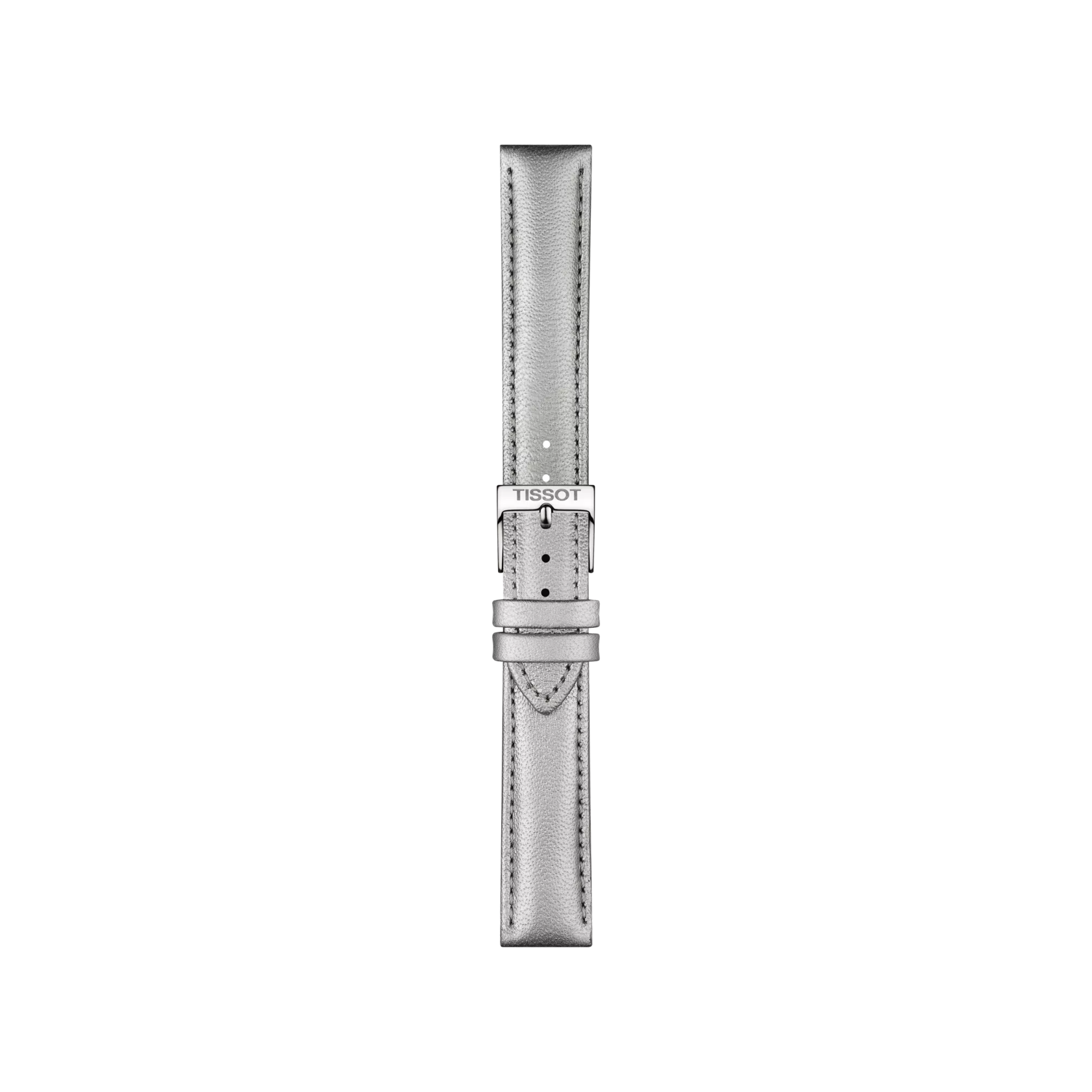 Vista frontal de Correa de cuero gris Tissot oficial asas 16 mm