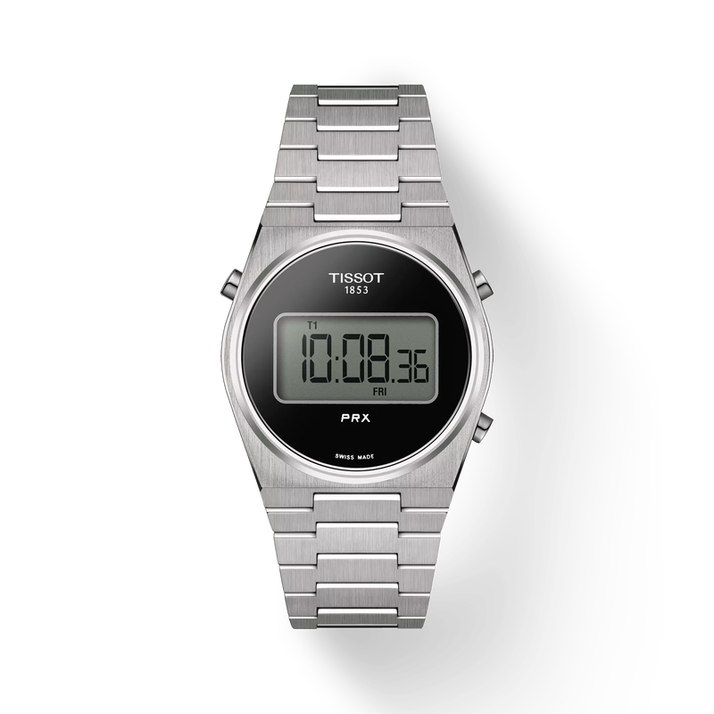 Front view of the watch Tissot PRX Digital 35 mm with shadow