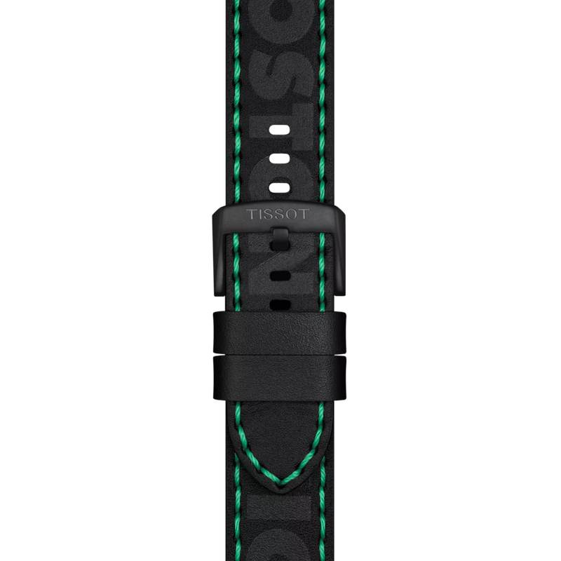 Zoom sur Bracelet Officiel Tissot Cuir Noir Entre-cornes 22 mm