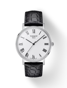 มุมมองด้านหน้าของนาฬิกา Tissot Everytime 38mm พร้อมเงา