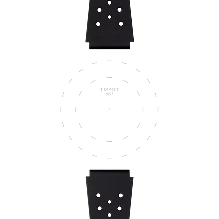 Focus on the lugs of Tissot Official Black Sideral Rubber Strap