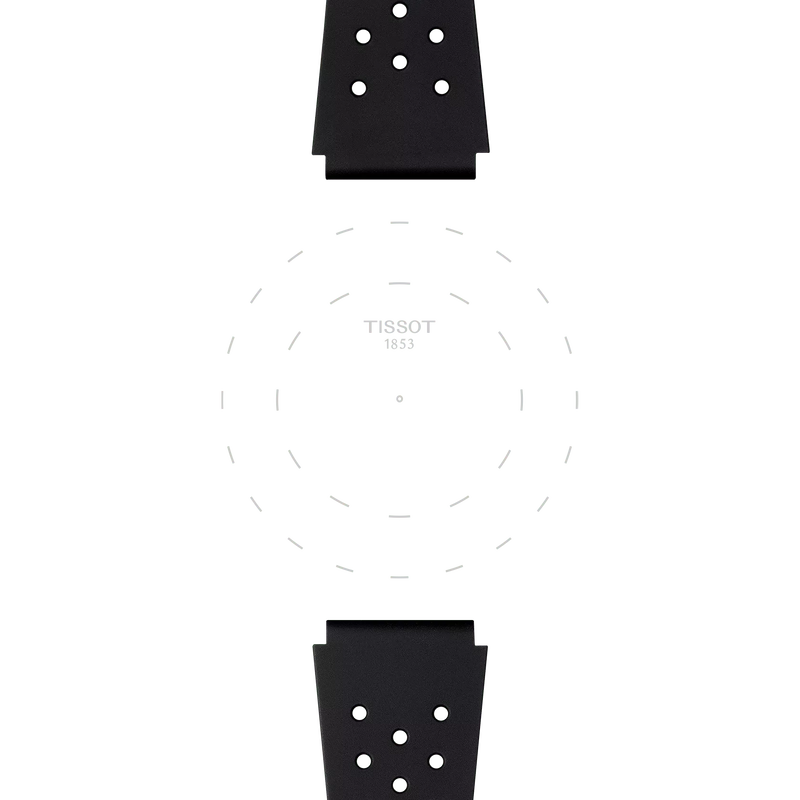 Focus on the lugs of Tissot Official Black Sideral Rubber Strap