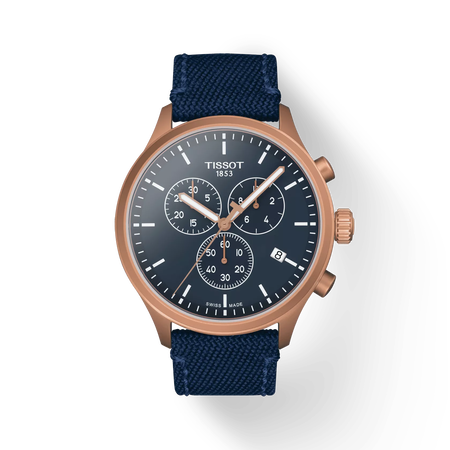 Front view of the watch Tissot Chrono XL 45mm with shadow