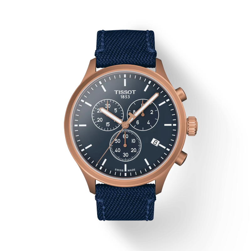 Front view of the watch Tissot Chrono XL 45mm with shadow