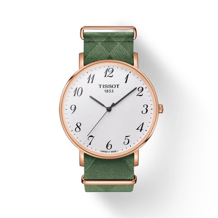 Front view of the watch Tissot Everytime Large Nato with shadow