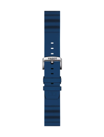 Front view of Tissot Official Blue Silicone Strap Lugs 22 mm