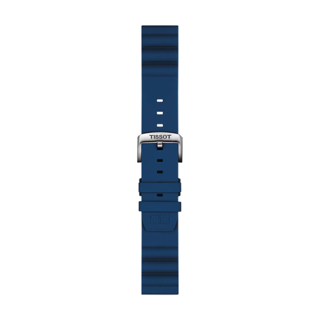 Front view of Tissot Official Blue Silicone Strap Lugs 22 mm