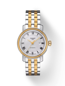 มุมมองด้านหน้าของนาฬิกา Tissot Bridgeport Automatic Lady พร้อมเงา