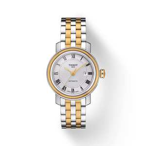 Front view of the watch Tissot Bridgeport Automatic Lady with shadow