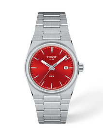 Front view of the watch Tissot PRX 35mm with shadow
