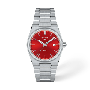 Front view of the watch Tissot PRX 35mm with shadow
