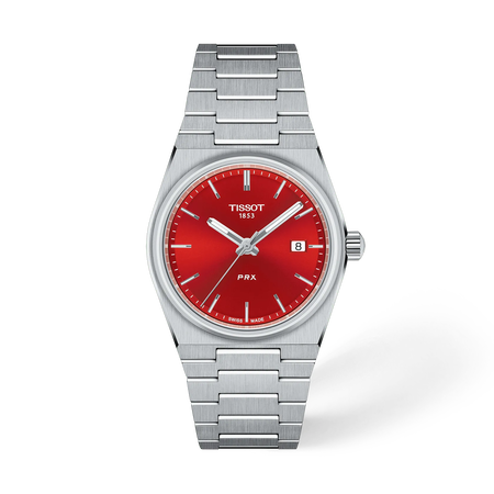 Front view of the watch Tissot PRX 35mm with shadow