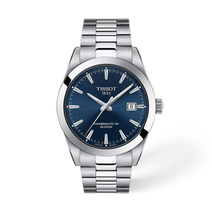 Front view of the watch Tissot Gentleman 40mm with shadow