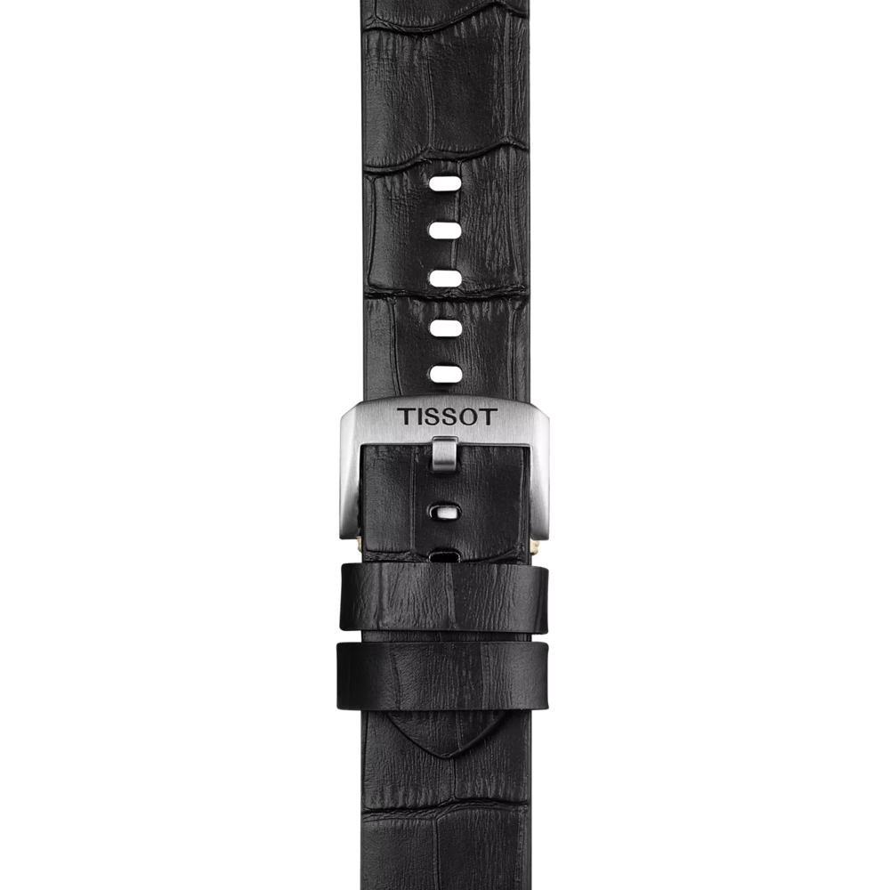 Zoom sur Bracelet officiel Tissot cuir noir entre-cornes 22 mm