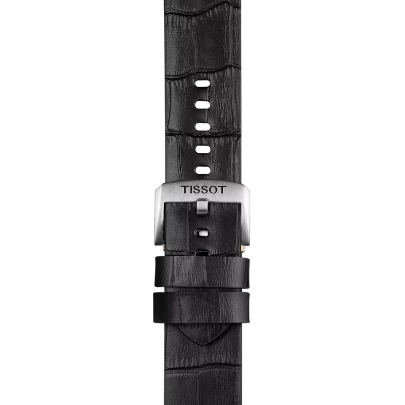 Zoom sur Bracelet officiel Tissot cuir noir entre-cornes 22 mm