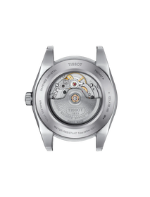 시계 케이스 뒷면 보기 티쏘 젠틀맨 파워매틱 80 실리시움 솔리드 18K 골드 베젤