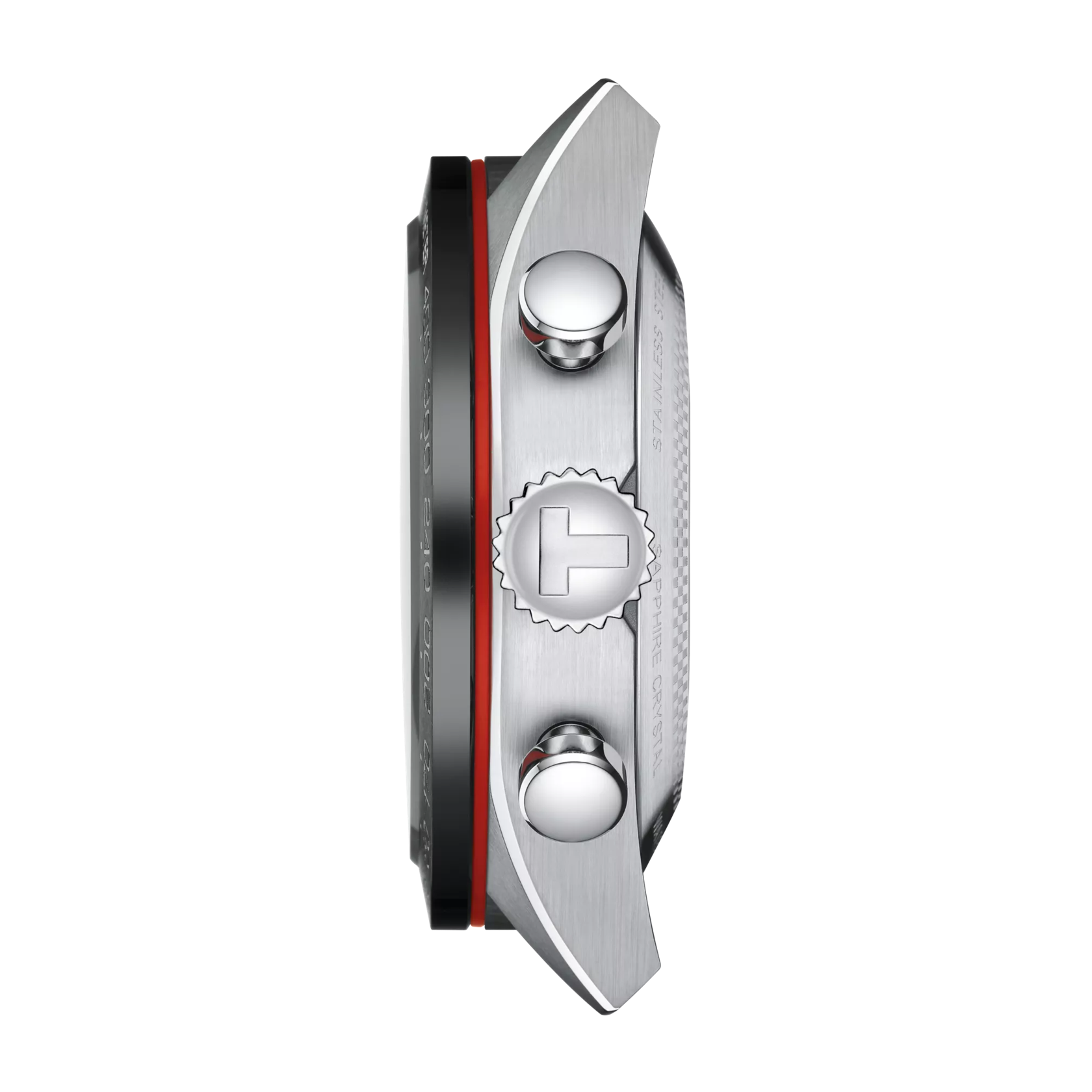 Profile view of the watch case Tissot PRS 516 Automatic Chronograph