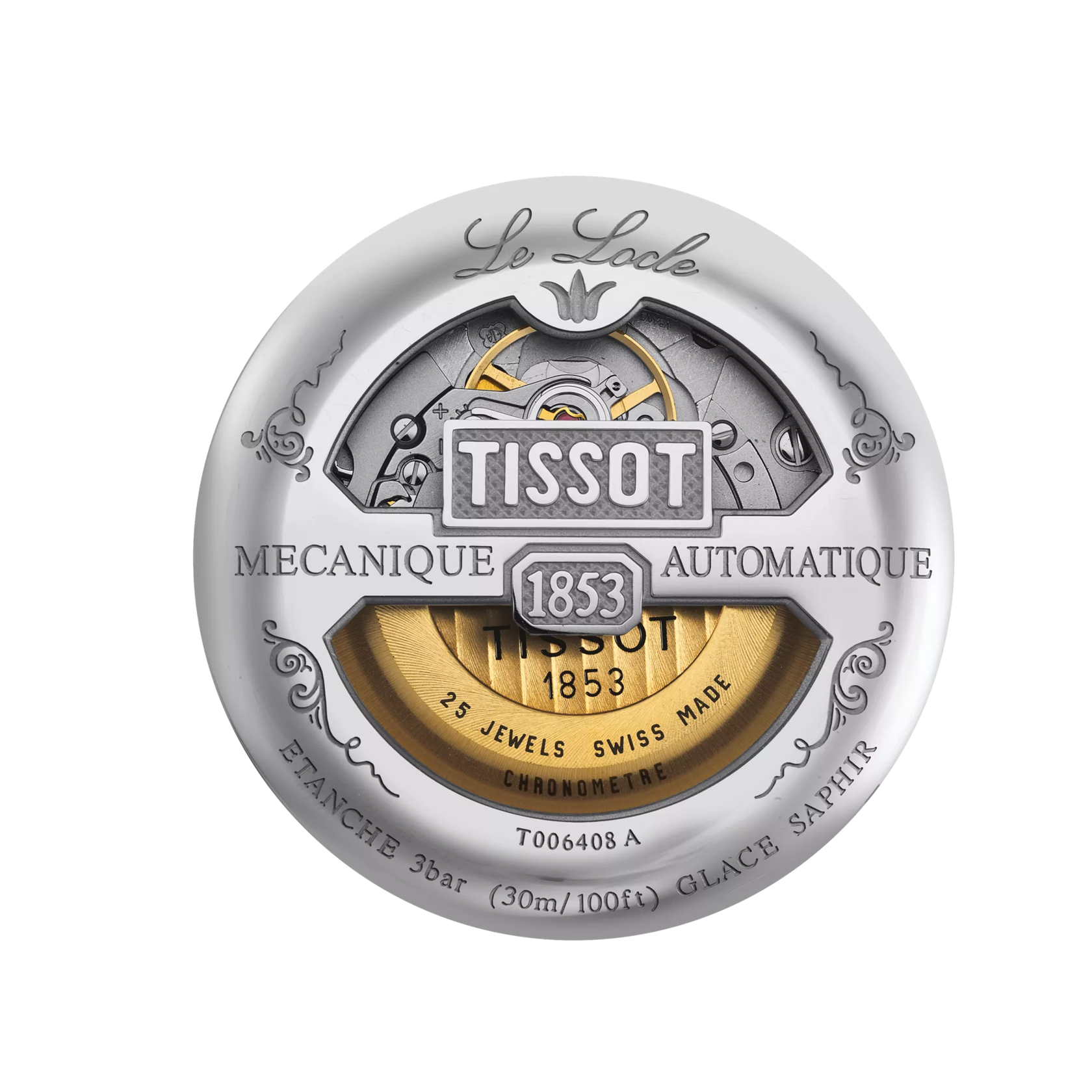 Back view of the watch case Tissot Le Locle Automatic COSC