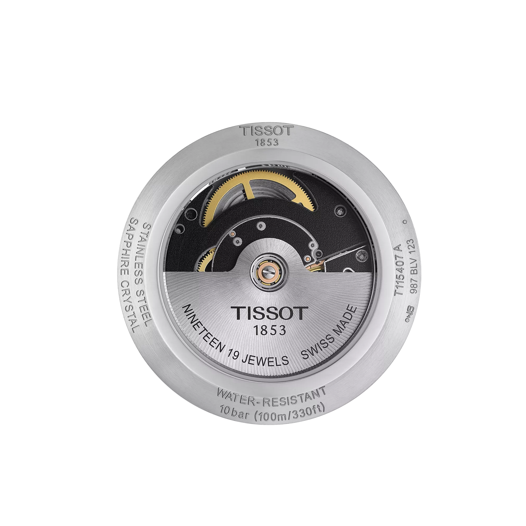 Back view of the watch case Tissot T-Race Swissmatic