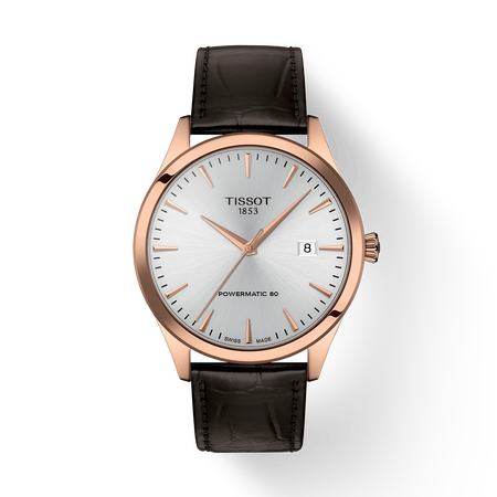 Front view of the watch Tissot Classic Dream 40mm with shadow