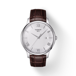 Front view of the watch Tissot Tradition 42mm with shadow