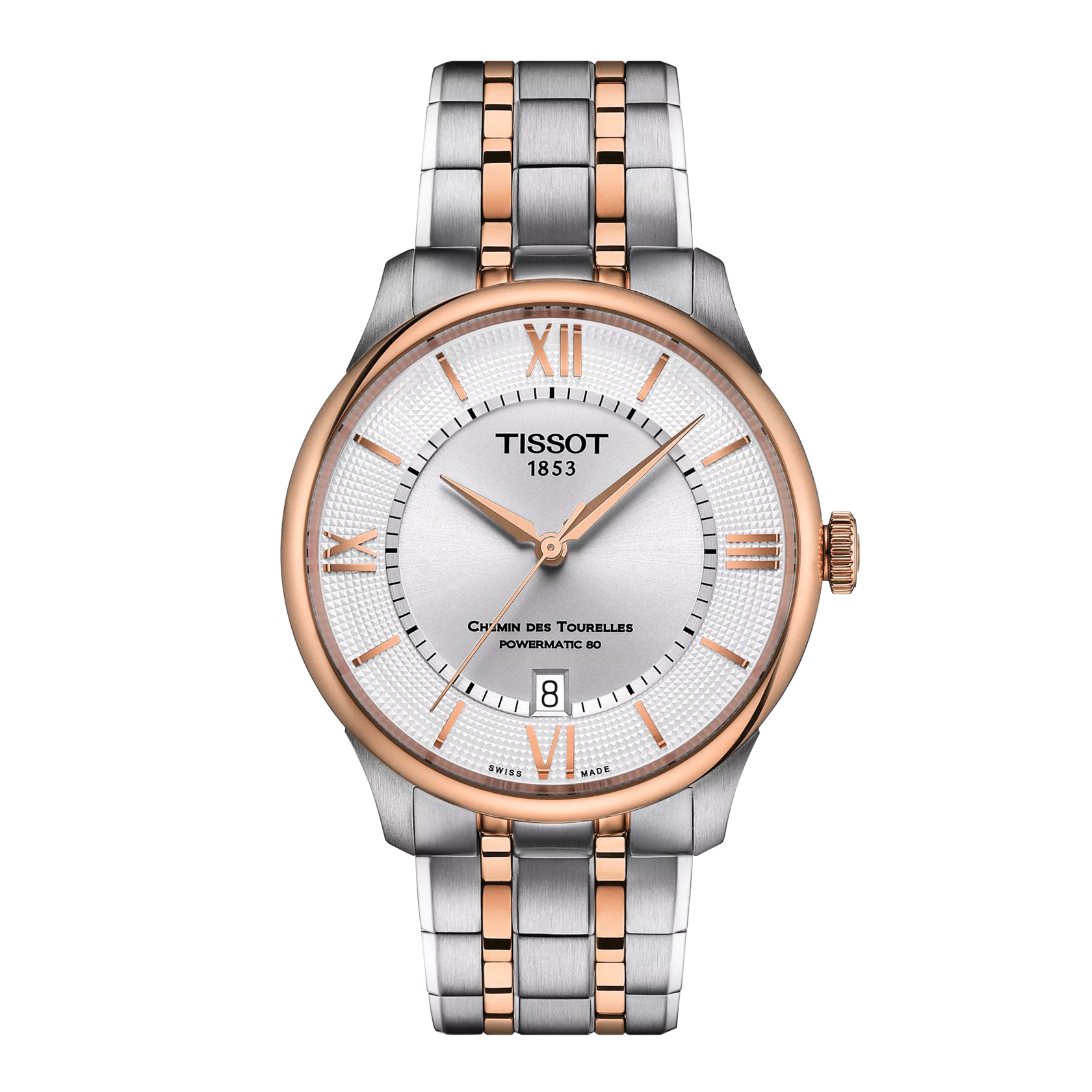 Front view of the watch Tissot Chemin des Tourelles Powermatic 80 39 mm