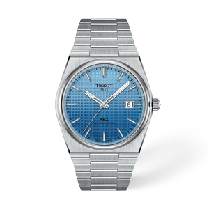 Vue de face de la montre Tissot PRX 40mm avec ombre
