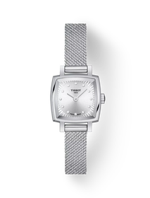 Front view of the watch Tissot Lovely Square 20x20mm with shadow