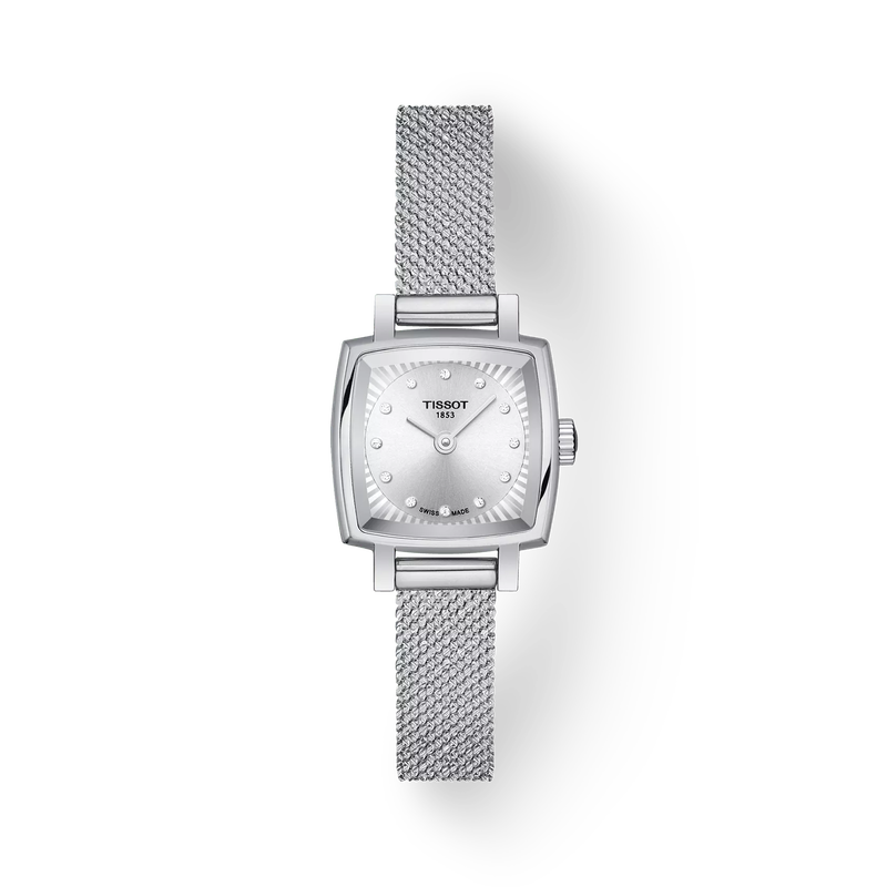 Front view of the watch Tissot Lovely Square 20x20mm with shadow
