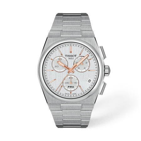 Front view of the watch Tissot PRX 41mm with shadow