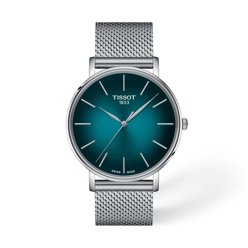Vue de face de la montre Tissot Everytime 40mm avec ombre
