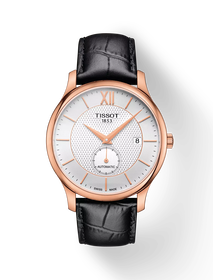 Front view of the watch Tissot Tradition Automatic Small Second with shadow