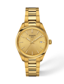 Front view of the watch Tissot PR 100 34mm with shadow