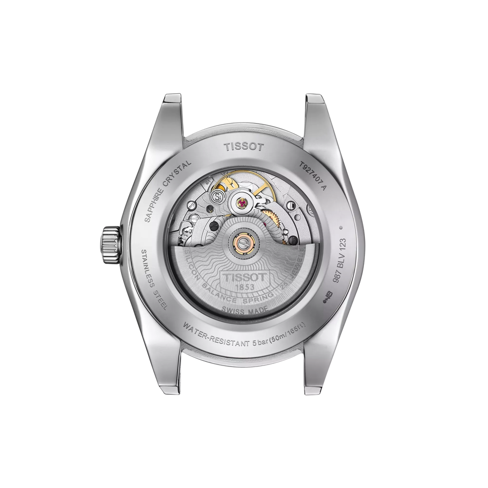 Back view of the watch case Tissot Gentleman Gold Bezel 40mm