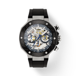 Vista frontal del reloj Tissot T-Race MotoGP 2025 45mm con sombra