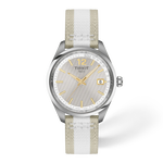 Front view of the watch Tissot PR 100 34mm with shadow
