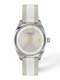 Front view of the watch Tissot PR 100 34mm with shadow