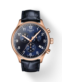 Front view of the watch Tissot Chrono XL Classic 45mm with shadow