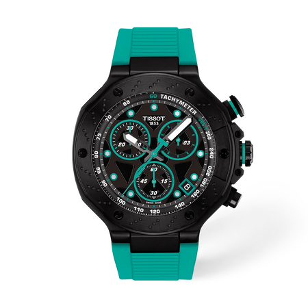 Front view of the watch Tissot T-Race 45mm with shadow