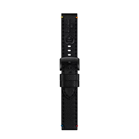 TISSOT オフィシャル ブラック レザー ストラップ ラグ 22 mmの正面図