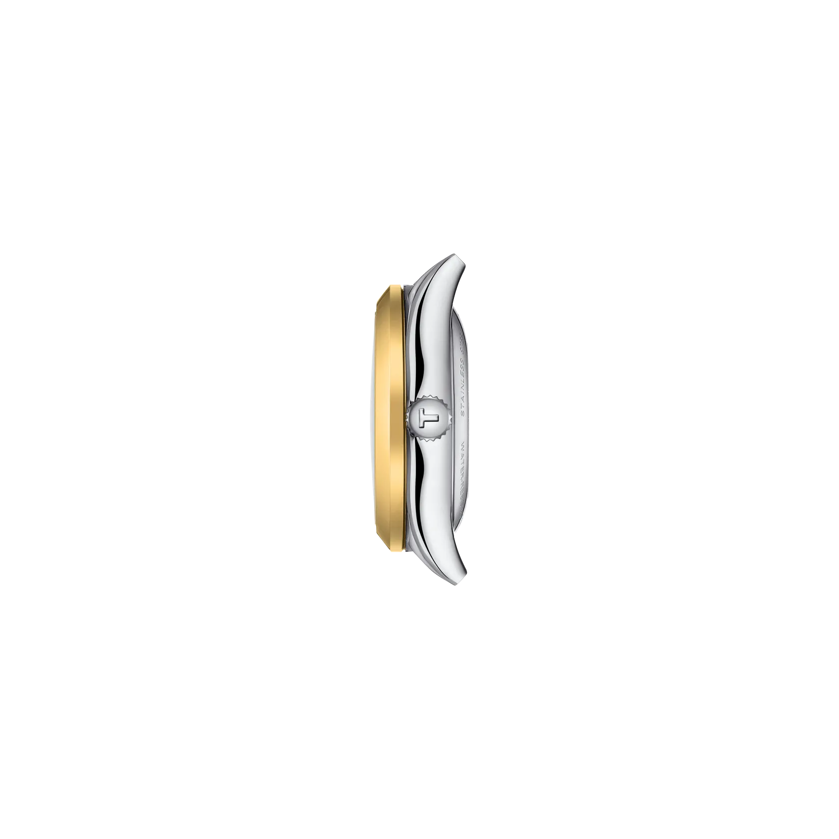 Profile view of the watch case Tissot T-My Lady Gold 29mm