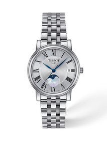 Front view of the watch Tissot Carson Premium 32mm with shadow