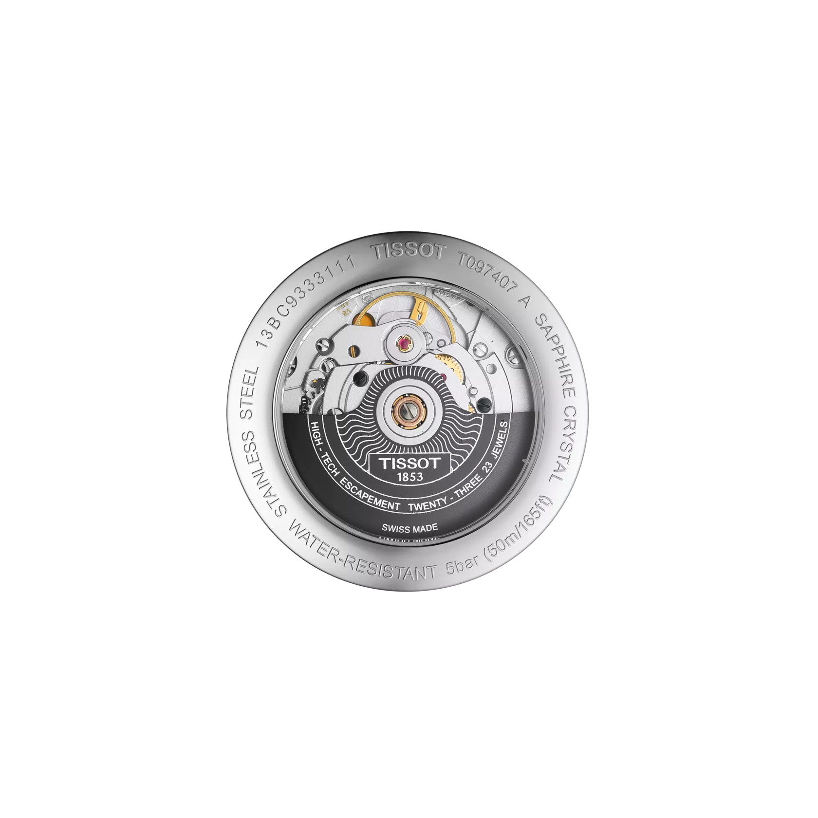 มุมมองด้านหลังของตัวเรือนนาฬิกา Tissot Bridgeport Powermatic 80