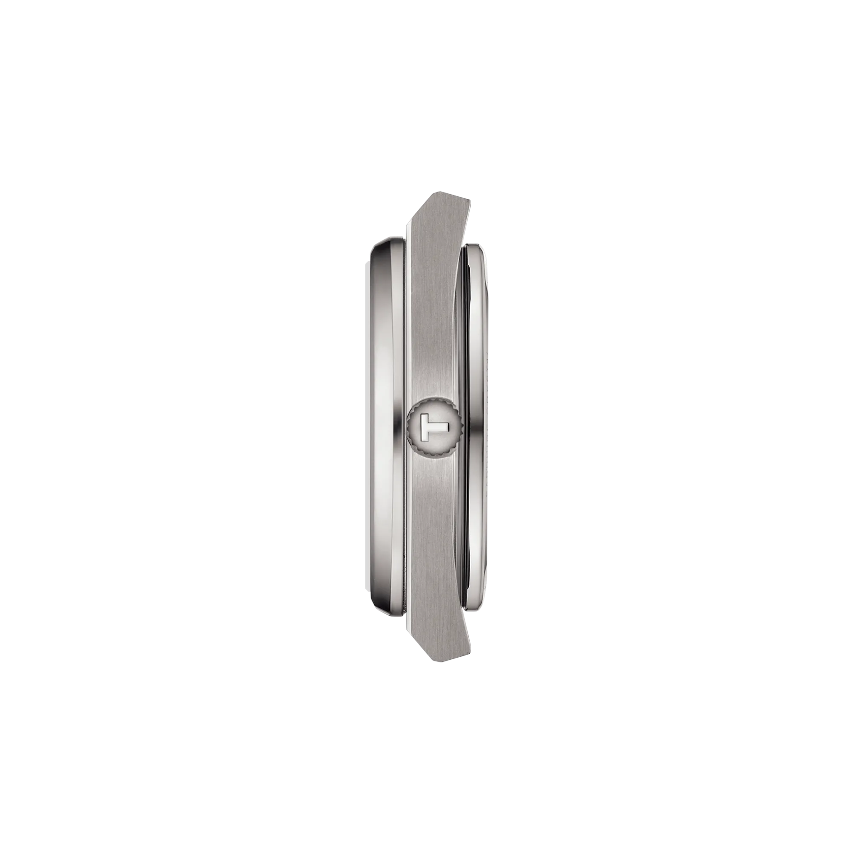 Vue de profil du boîtier de la montre Tissot PRX Titane 38mm