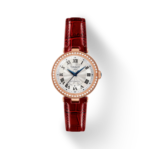 Front view of the watch Tissot Bellissima Automatic Lady with shadow