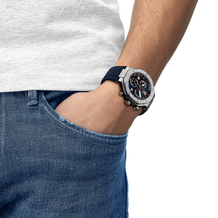 Simulation of the watch Tissot T-Race MotoGP&trade; Chronograph 2024 Limited Edition on a wrist