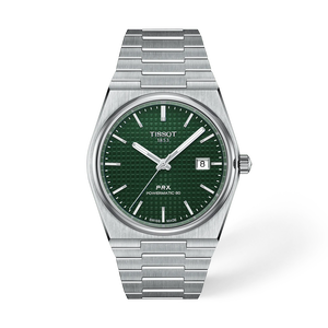 Front view of the watch Tissot PRX 40mm with shadow