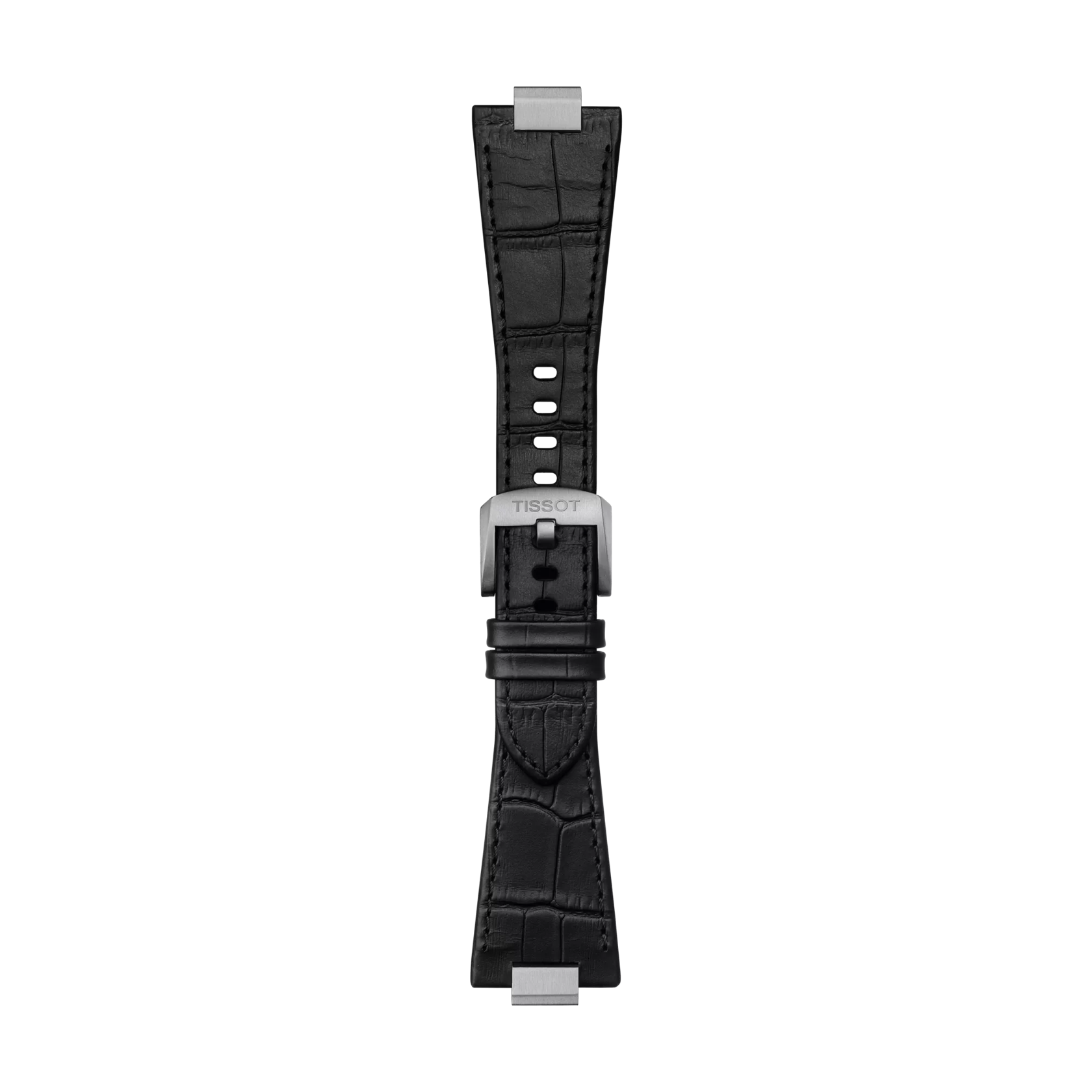 Front view of Tissot Official Black PRX 40mm Leather Strap
