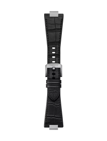 Front view of Tissot Official Black PRX 40mm Leather Strap