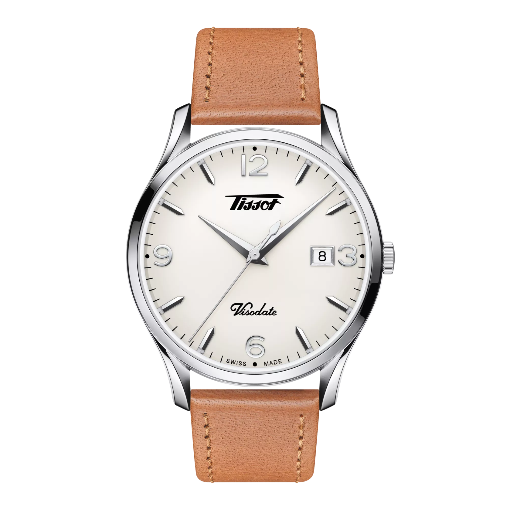 มุมมองด้านหน้าของนาฬิกา Tissot Heritage Visodate